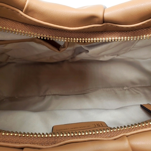 INC International Concepts Camel Leather Snake Trim Women's Hobo Shoulder Purse - Picture 7 of 10